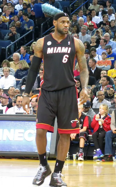 LeBron James on court for the Miami Heat at Golden State in January 2013